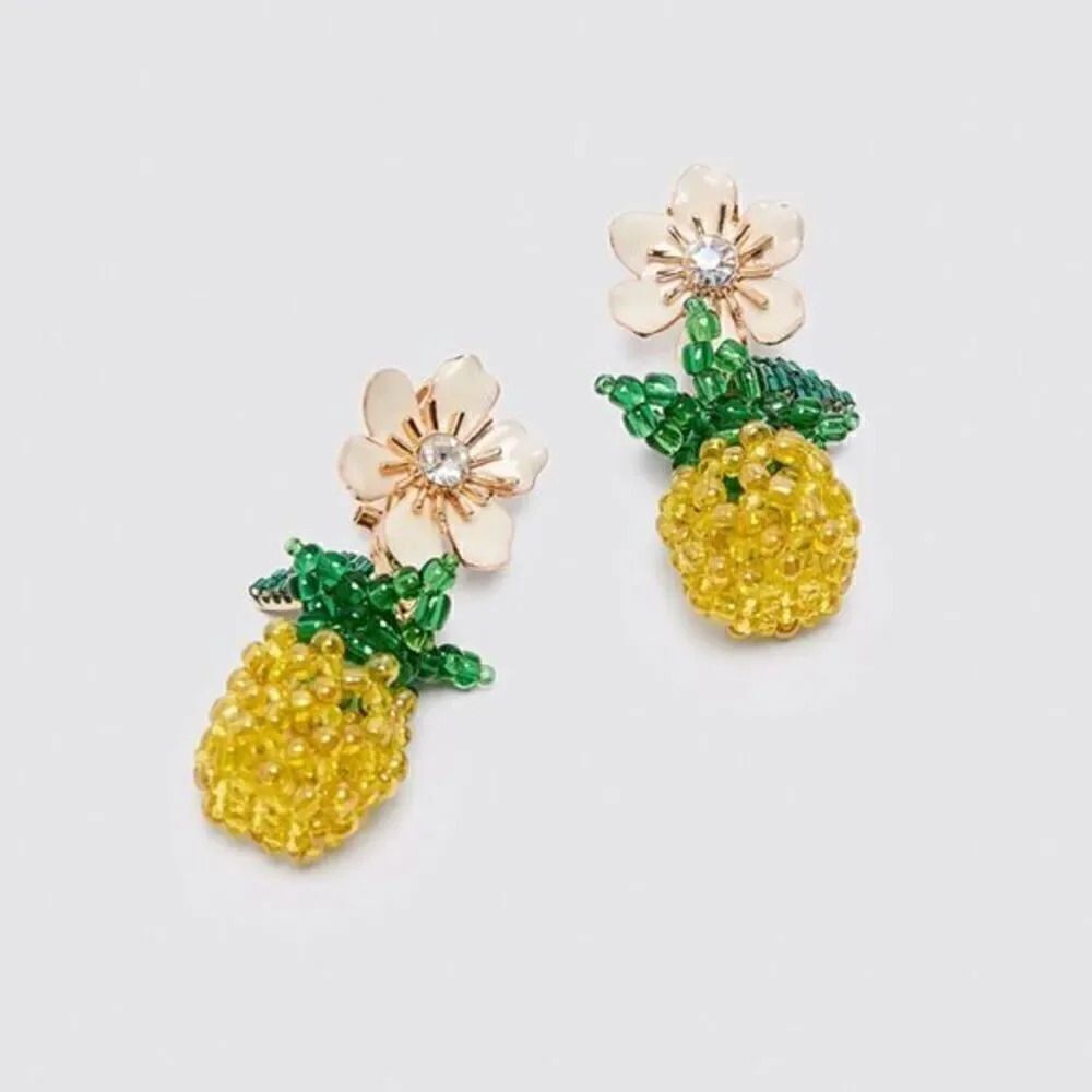 ZARA PINEAPPLE FLOWER EARRINGS - Picture 7 of 9